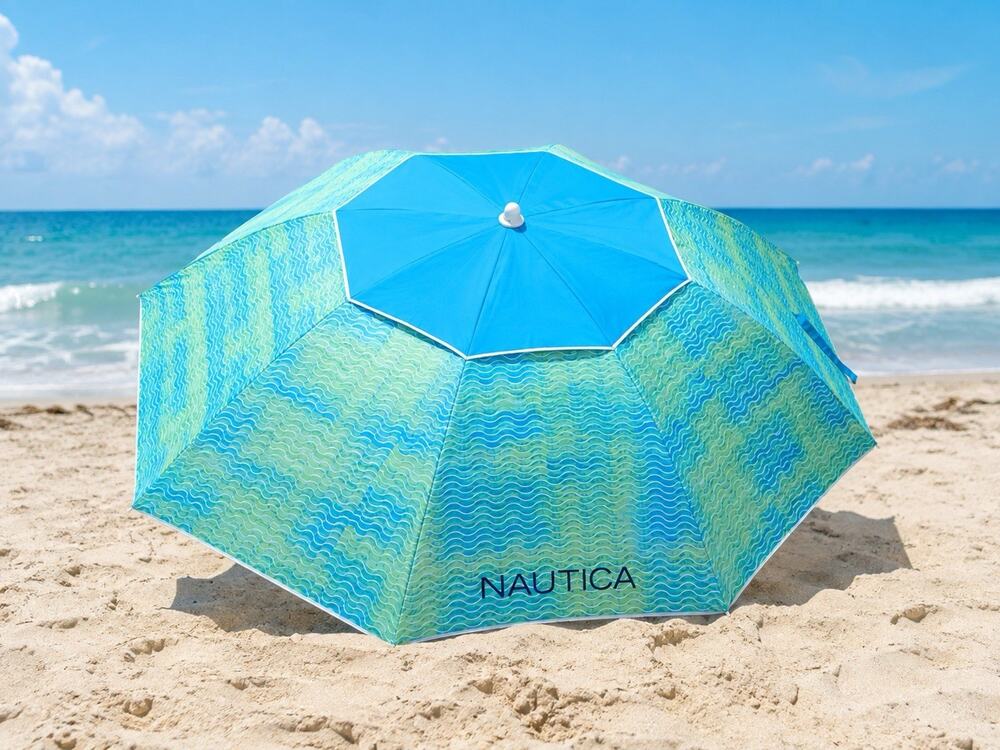 Nautica 7ft BAYSIDE Beach Umbrella - UPF 50 - NEW With Carrying Bag